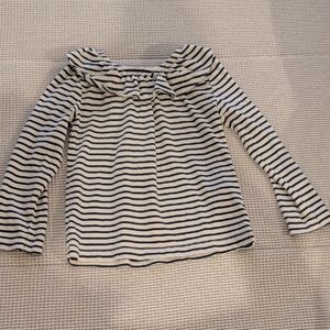 Mini Boden Navy and White Striped Long Sleeve Top